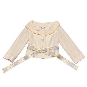 Pulsion Vintage Cream Jacket Wool Women’s 6 Button Up Formal Business Wide Neck